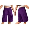 thumbnail image 5 of Haitryli Girls Kids Boys Cargo Shorts Hip-hop Fashion Clothing And Work Pants Gymnastic Trunk Gym Bottoms Purple 130-M, 5 of 5