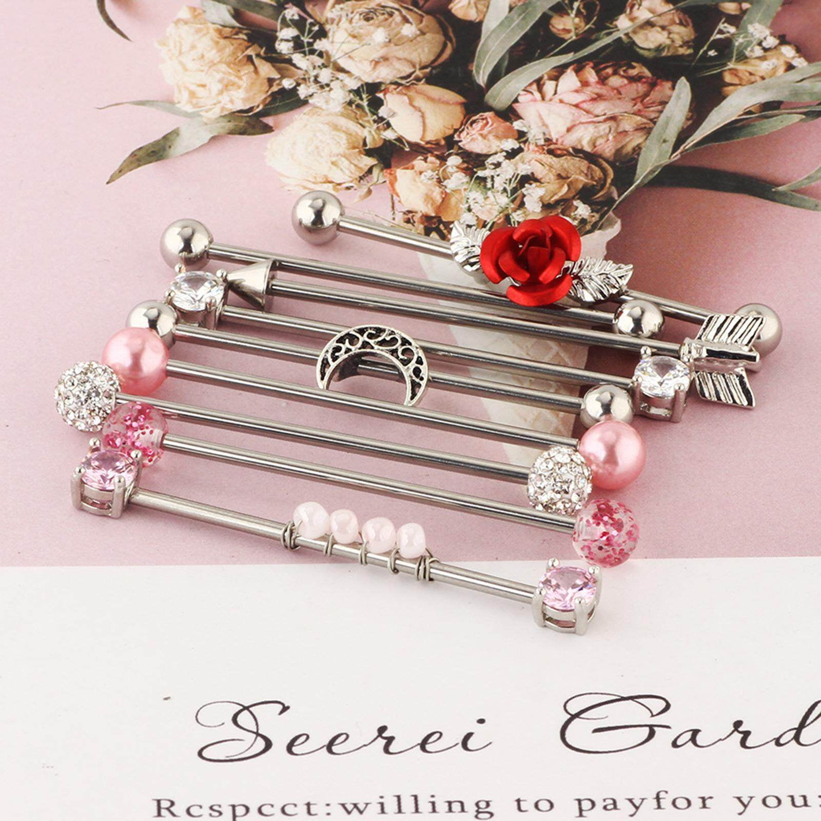 9pcs Surgical Stainless Steel Industrial Barbell Body Piercing Jewelry