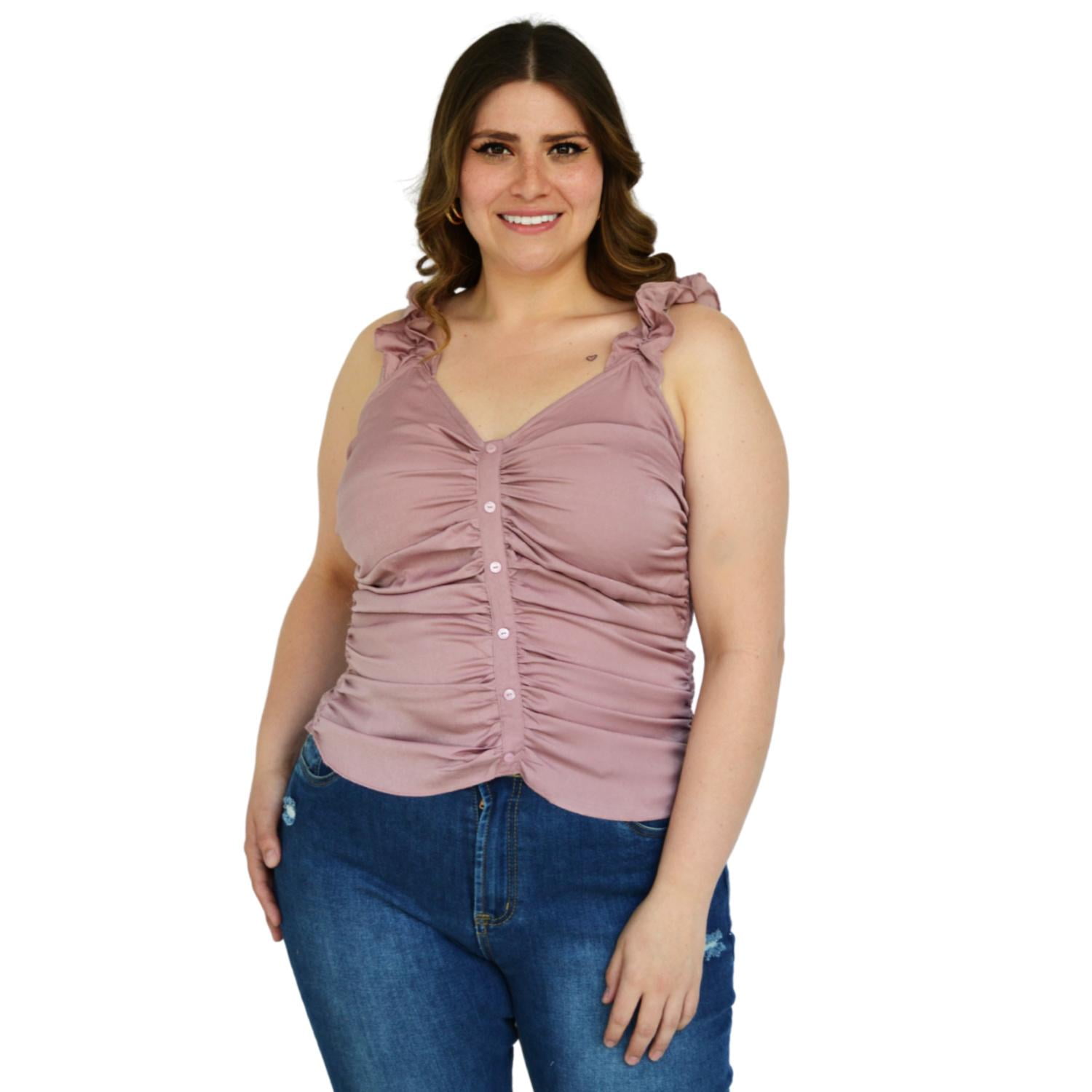Top drapeado Tallas Extras, 11797 rosa 40 Zenobia BL-ZEN-11797