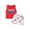 thumbnail image 2 of Elippeo Baby Boy Independence Day 2 Piece Set 6 12 18 24 Months 3 Years Letter Print Tank Tops Elastic Waist Star Print Shorts Infant Toddler 4th of July Outfits, 2 of 10