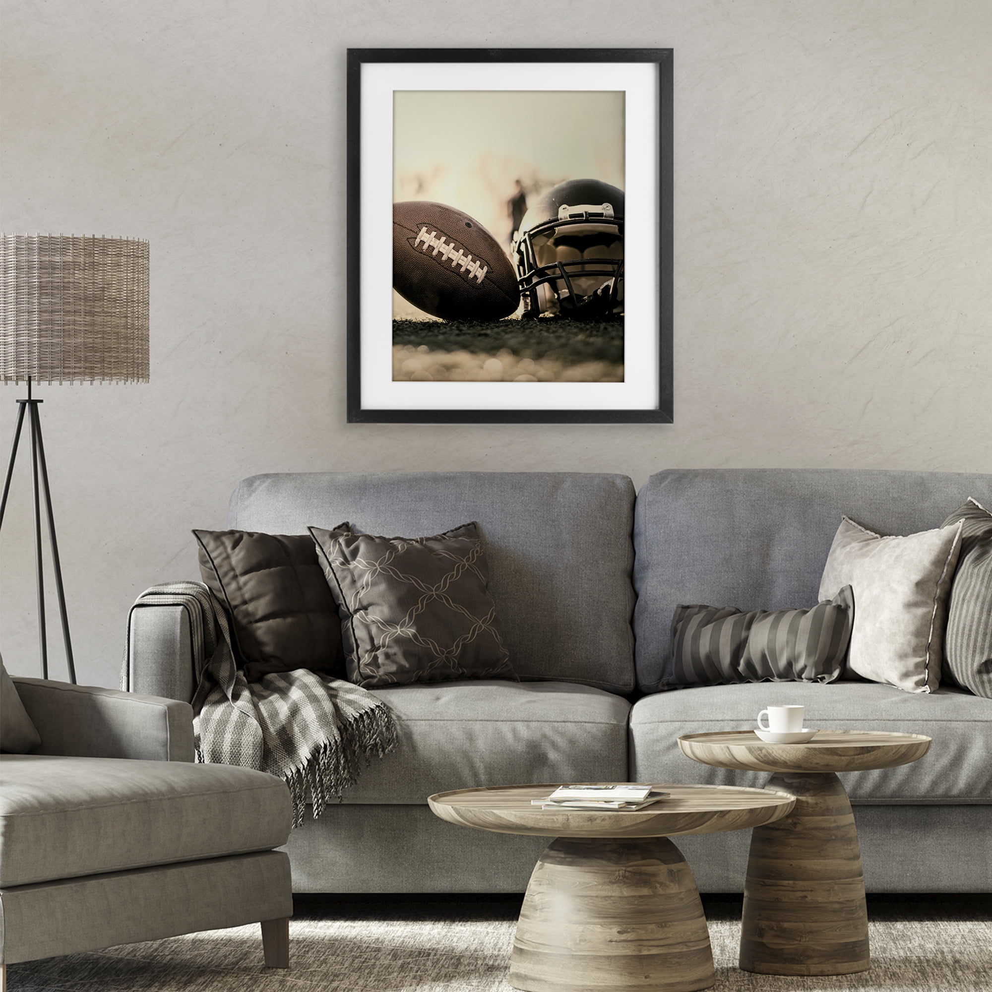 Stupell Industries Football Stand Alone Black Framed Print Under Glass, design by Jesse Keith