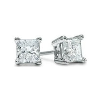 5MM Clear Square Princess Cut CZ 925 Sterling Silver 1.0 tcw Basket Setting Cubic Zirconia Nickel Free Stud Earrings