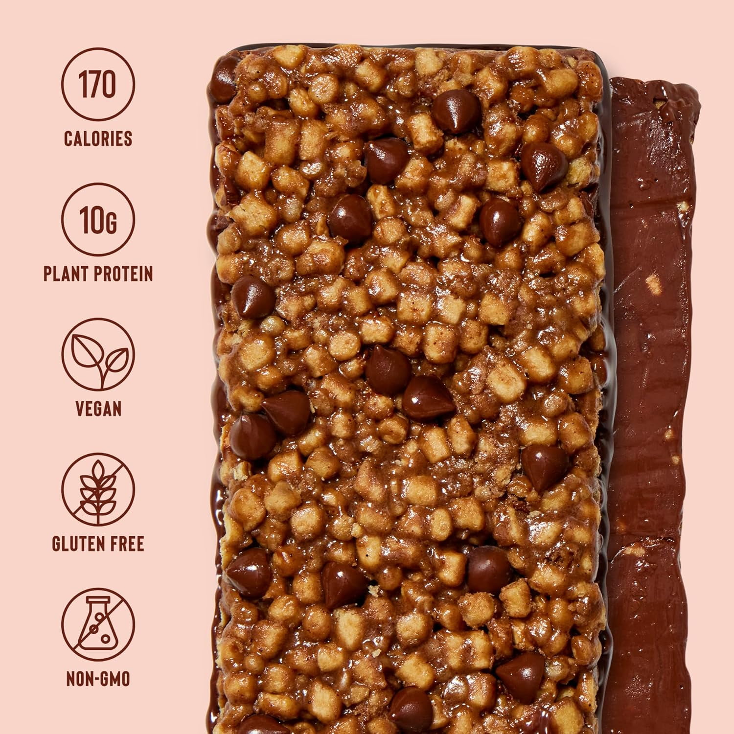 Mezcla Puff-Crispy Plant Based Protein Bars - Hot Chocolate - Healthy Snacks for Kids & Adults - Granola Bars for School, Travel, & Office Snacks - Gluten Free, Vegan, Non GMO, 10g Protein - 12 Count