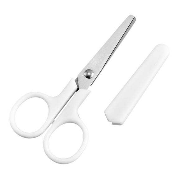 Darzheoy White Stainless Steel Small Scissors, Compact Non-Marking Paper Cutting Shears, Protective Sleeve Included, White Handle, for Arts Journals Crafts Office Home