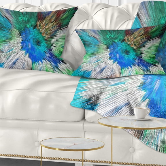 Designart Extrusive 3D Fabric Flowers Blue - Floral Throw Pillow - 12x20