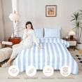 thumbnail image 4 of Manfei Geometric Stripe Full Size Comforter Sets,Contemporary Minimalist Bedding Comforter Set, Light Blue White, Reversible 3pcs, 1 Comforter and 2 Pillowcases, 4 of 6