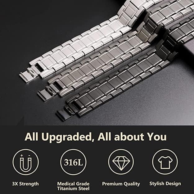 Wollet  Magnetic Bracelets for Men, Stainless Steel Bracelets with 3X Magnets，8.6inches（22cm）