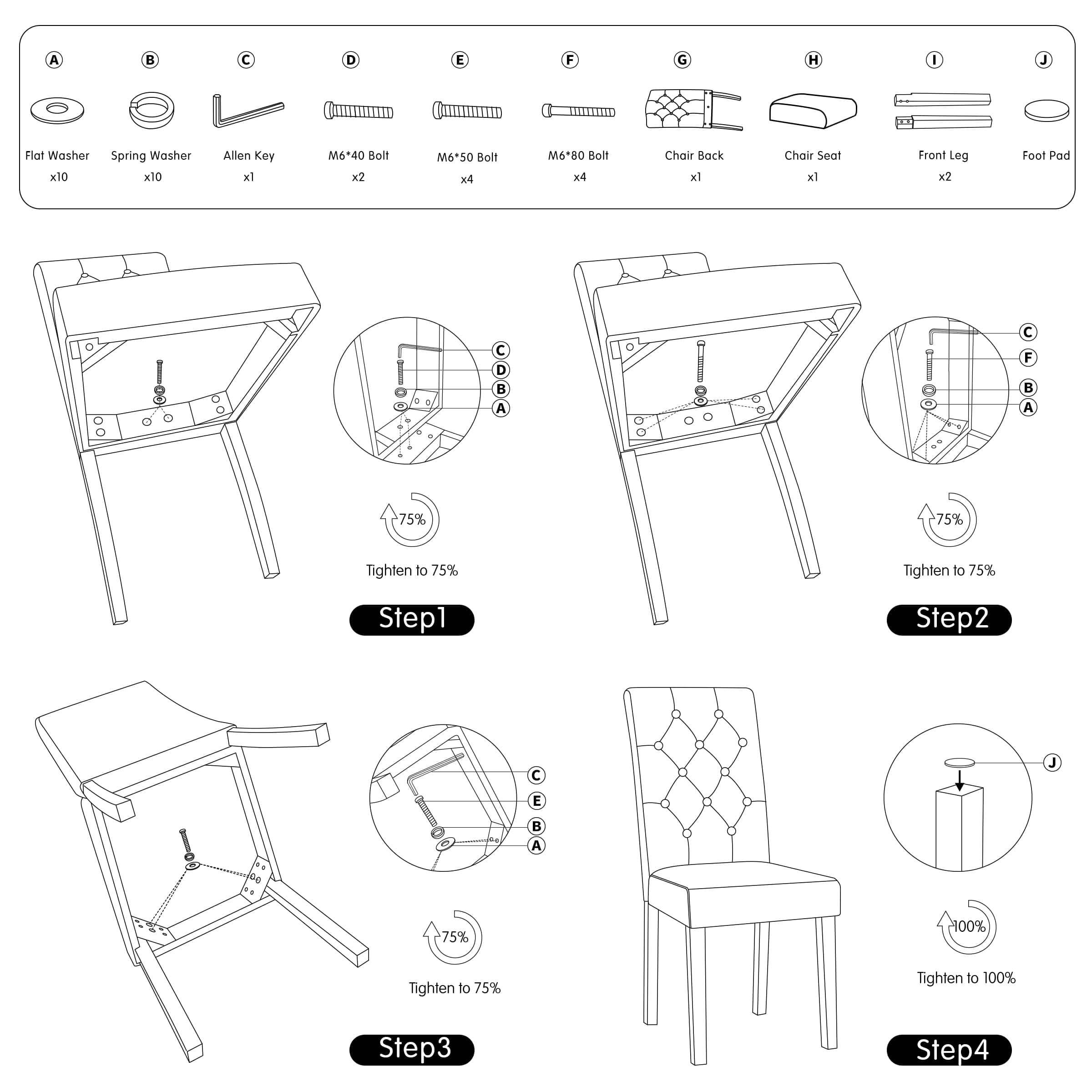 Subrtex Fabric Upholstered Dining Chairs Set of 2, Modern Kitchen and Dining Room Chairs, Dark Grey