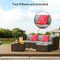 thumbnail image 5 of Patio Furniture Set Clearance, 5 Pieces Outdoor Conversation Set with Wicker Sofa Set and Tempered Glass Table for Garden & Backyard, Gray, 5 of 6