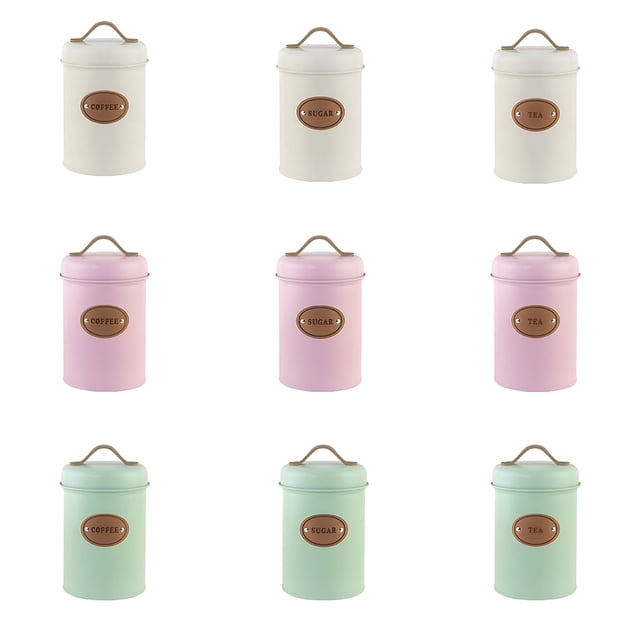 Ruiboury Metal Food-Grade Canisters Versatile And Eco-Friendly Kitchen Storage Solution Space-Saving Kitchen Storage Jars Beige sugar 1Set