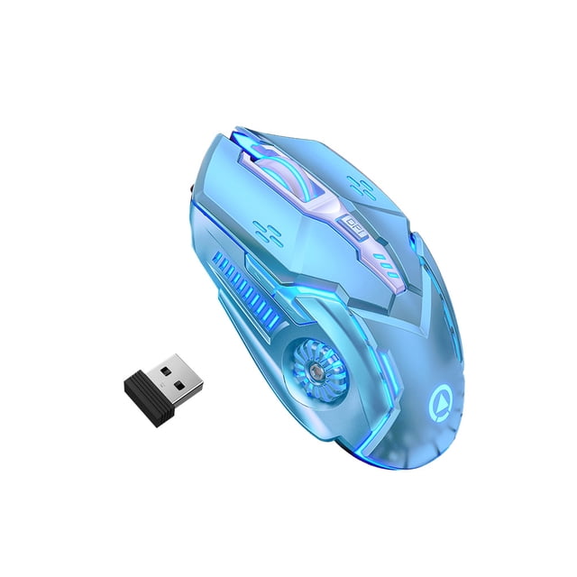 Monstrate Ratón inalámbrico portátil profesional ajustable 2,4 GHz UPE pie adhesivo 1200/1600/2400/3200DPI ratón de ordenador rosa Cables de computadora Azul