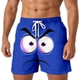 thumbnail image 2 of Mens Shorts Summer Casual Lightweight Elastic Waist Funny Face Graphic Straight Leg Beach Shorts with Pockets, 2 of 5