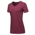 thumbnail image 2 of A2Y Women's Basic Solid Premium Cotton Short Sleeve V-neck T Shirt Tee Tops Dark Burgundy 2XL, 2 of 6