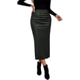 thumbnail image 2 of LWavelet Satin Ruched Pencil Midi Skirt Women Elegant Evening Party Stylish Versatile Bottoms Gray L, 2 of 8