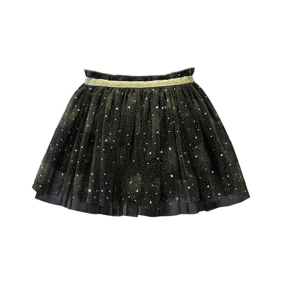 adviicd Toddler Skirt Girls Metallic Skater Skirts Shiny Flared Holographic (Black,12-18 Months)