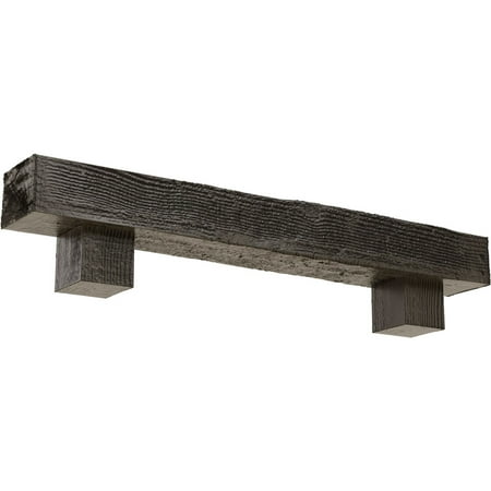 

Ekena Millwork 4 H x 8 D x 48 W Rough Sawn Faux Wood Fireplace Mantel Kit w/ Alamo Corbels Burnished Honey Dew