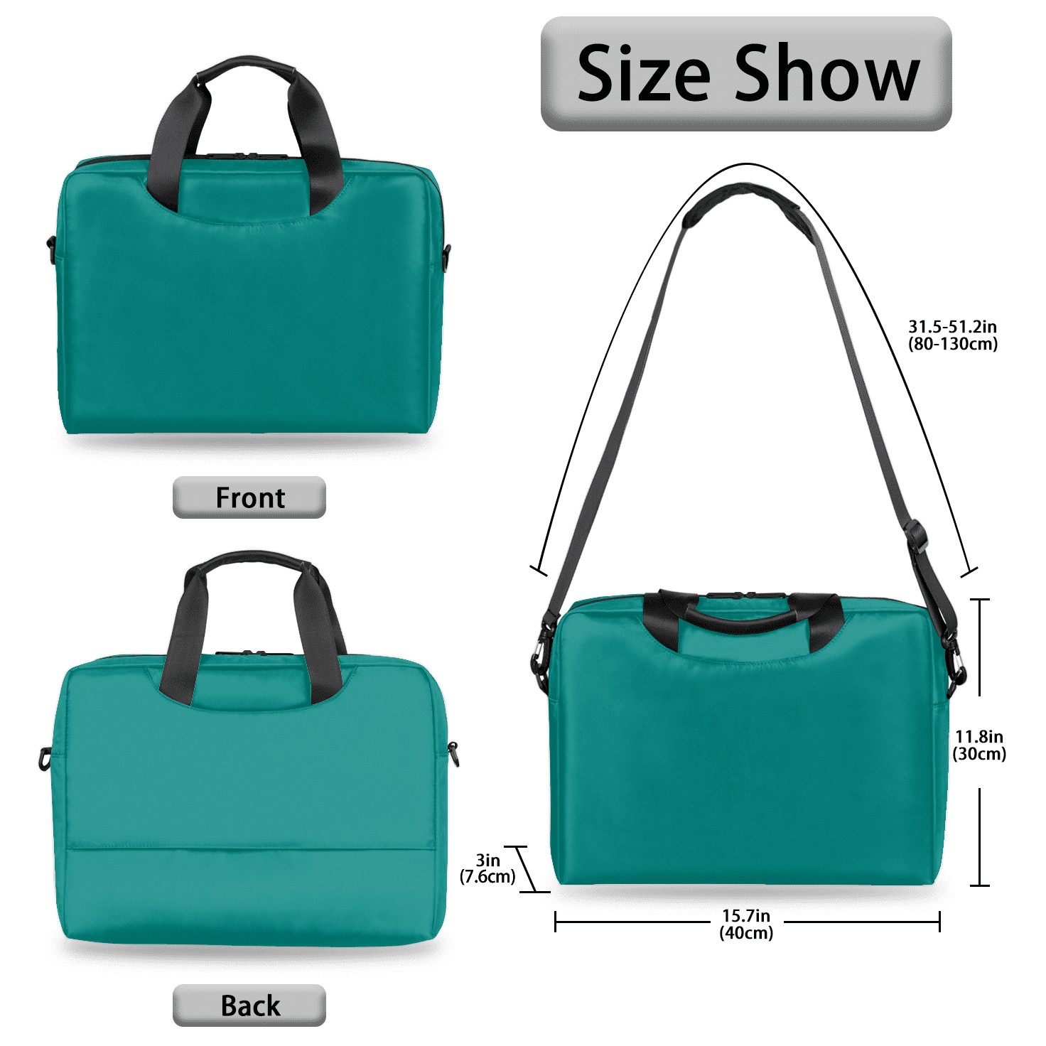 Herdesigns Teal Laptop Bag for Women Men, Computer Case Briefcase Messenger Bags, 15-15.6 inch Laptop Sleeve Shoulder Bag