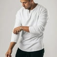 thumbnail image 2 of Mens Casual Long Sleeve T-shirt Henley Grandad V Neck Button Solid Tee Shirt Top, 2 of 9