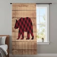 thumbnail image 4 of Red Black Plaid Bear Sheer Curtains 108" Extra Long, Farmhouse Cabin Brown Wood Grain Light Filering Curtains, Privacy Drapes Simi Floor to Veiling Curtain for Living Room Bedroom Window Treatment, 4 of 9