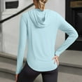 thumbnail image 4 of Razzly Long Sleeve Women Running Shirt Ladies Athletic Wear Light Long Sleeve Women Shirt Polyester Spandex Women's Athletic Tops Women's Fitness High Elasticity Quick Drying Yoga Running Sun(Blue,L), 4 of 6