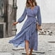 thumbnail image 1 of Vestido Largo Con Lazo En La Cintura, Elegante Puño Elástico, Linterna Transpirable, Manga Larga, Estampado De Flores, Vestido Largo Fluido, Cómodo Para El Trabajo ANGGREK Otros, 1 of 7