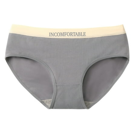 

HEVIRGO Japanese Style Letter Print Mid-rise Women Briefs Soft Patchwork Color Cotton Panties