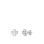SAC SILVER Sterling Silver High Polished Four Leaf Clover Shamrock Earrings 925 New Jewelry Female Unisex