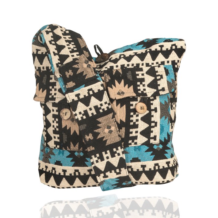 Tribe Azure Large Blue Quilted Hobo Shoulder Bag Crossbody Sling Beach