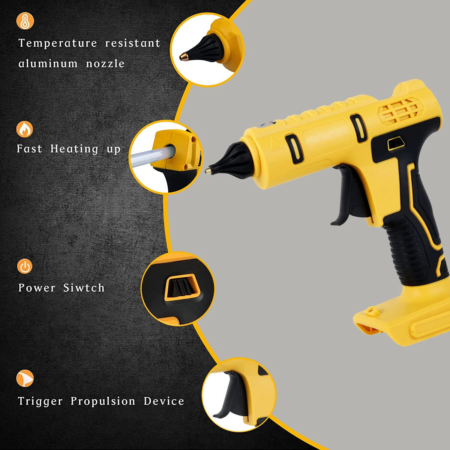 Cordless Electric Handheld Hot Glue Gun Repair DIY Tool Melt Welding for Dewalt