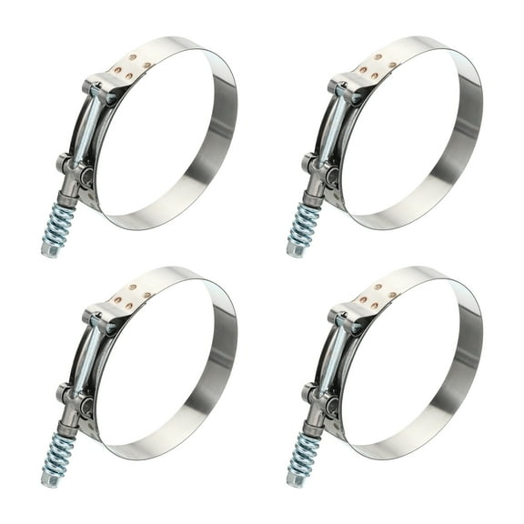 Uxcell T-Bolt Hose Clamps with Spring, 4 Pack 304 Stainless Steel Adjustable Worm Hose Clamp for 3.5" Hose ID