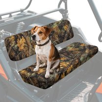 FKELYI Anti-Dust Mule Bench Seat Cover Backrest Cover UTV ATV Accessories Retro Hunting Leaf Print Waterproof Powersports Seats Covers UTV Interior Decor