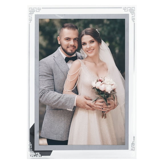 Unique Bargains Glass Picture Frames for Home Tabletop Decor Photo Frames Silver 5x7"