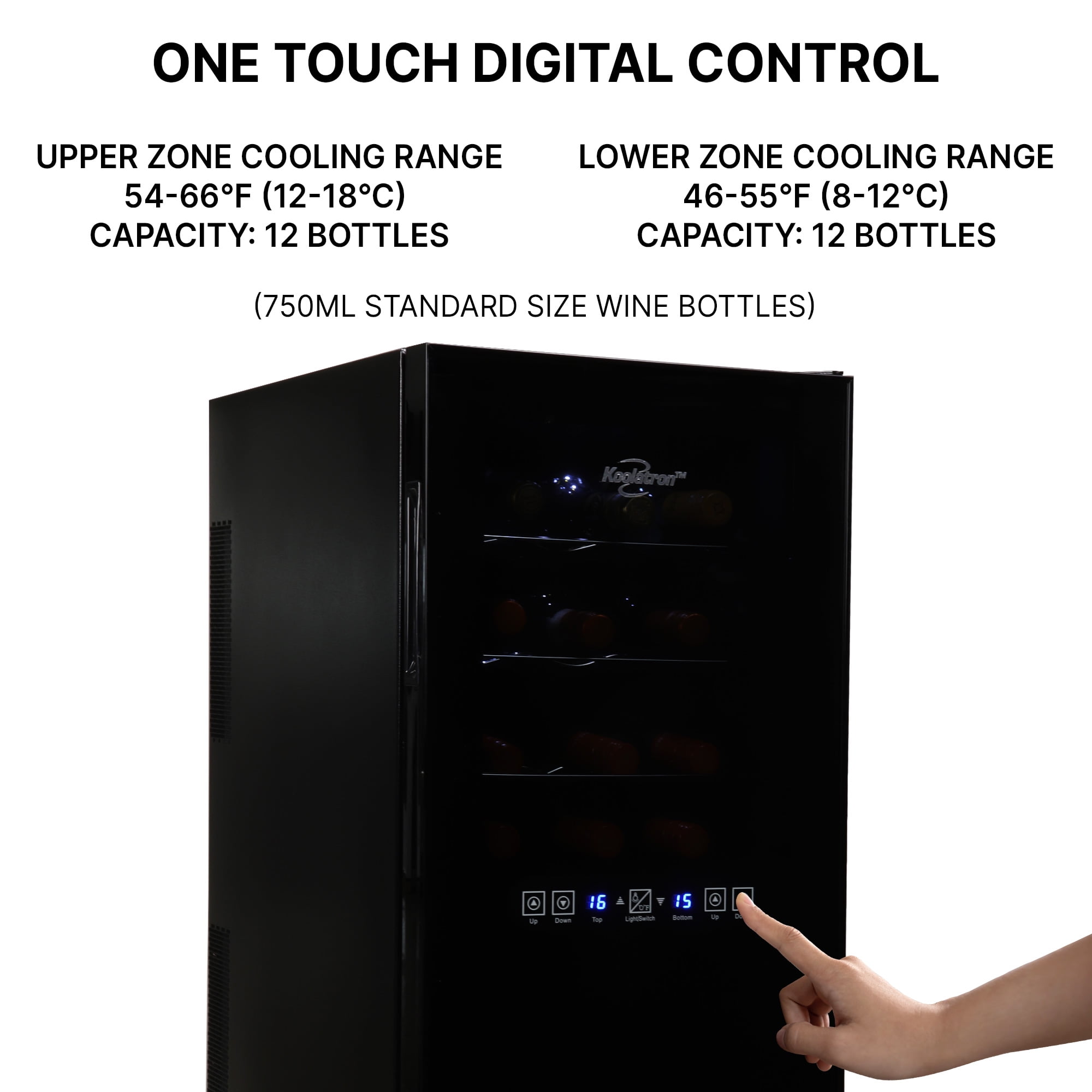 Koolatron 24 Bottle Dual Zone Wine Cooler Freestanding Wine Fridge