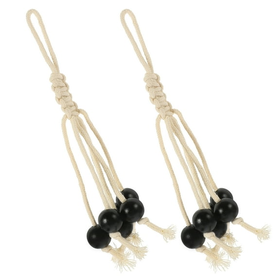 Topbathy Cotton Rope Banana Hanging Holder with Wooden Beads Black Kitchen Storage Rack for Fresh Banana Ventilation