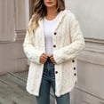 thumbnail image 4 of Zedker Women Hooded Button Up Fleece Jacket Long Sleeve Fuzzy Coat Loose Warm Outerwear with Pockets White Jackets for Women, 4 of 6