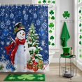 thumbnail image 5 of Navy Blue Snowman Shower Curtain Set with Hooks, Christmas Balls Tree Gift Snowflake Waterproof Fabric Bathroom Curtains Decor Home Accessories,72X 96 Inch Extra Long, 5 of 9