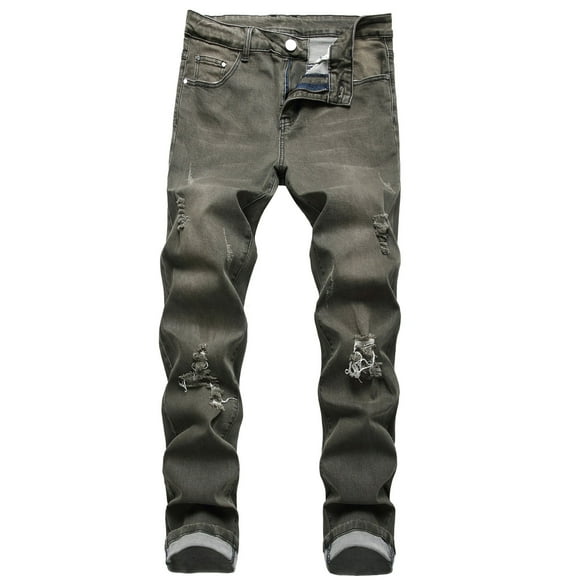 WEAIXIMIUNG Insulated Overalls for Men Winter Bibs Mens Stretch Ripped Jeans Light Green Slim Fit Mens Pants