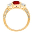 thumbnail image 2 of 3.61 ct Emerald Cut Natural Garnet 3 Stone 18K Yellow Gold Womens Engagement Ring, 2 of 3