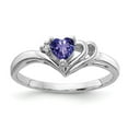 thumbnail image 1 of Solid 14k White Gold 4mm Heart Tanzanite Blue December Gemstone Diamond Engagement Ring Size 5 (.012 cttw.), 1 of 2