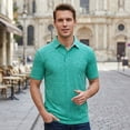 thumbnail image 2 of JAJAHO Mens Polo Shirts Solid Color Casual Summer Short Sleeve Breathable Mesh Golf Polo Shirts For Men Comfy Tops, 2 of 5