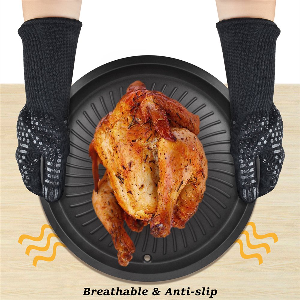 BBQ Gloves Set, Extreme Heat Resistant Grill Gloves AntiSlip Aramid