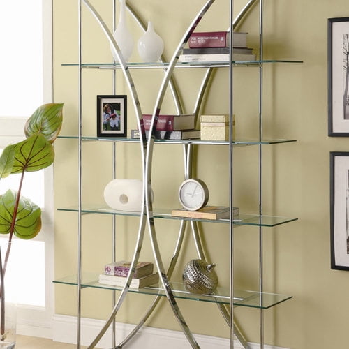 Coaster Floating Style Chrome Bookcase