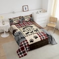 thumbnail image 3 of Farmhouse Cabin Bedding Set, Rustic Bear Deer Comforter Set King Size Woodland Moose Country Patchwork Quilt Teens Adult Women, Grid Claw Duvet Sets With 2 Pillow Cases, 3 of 5