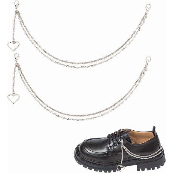 6Pcs Twisted Brass Curb Chains Boot Strap Chains with Alloy Heart Pendant Platinum 320mm