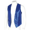thumbnail image 2 of Kaerm Men's Sequin Vest Shiny Suit Vest V-Neck Party Dress Jacket Tuxedo Waistcoat Royal Blue XXL, 2 of 7