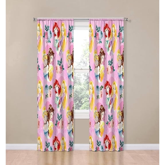 Disney Princess Sassy Princesses 2 Panels Drapes Set - 84 Inch Long - Kids Room Curtains
