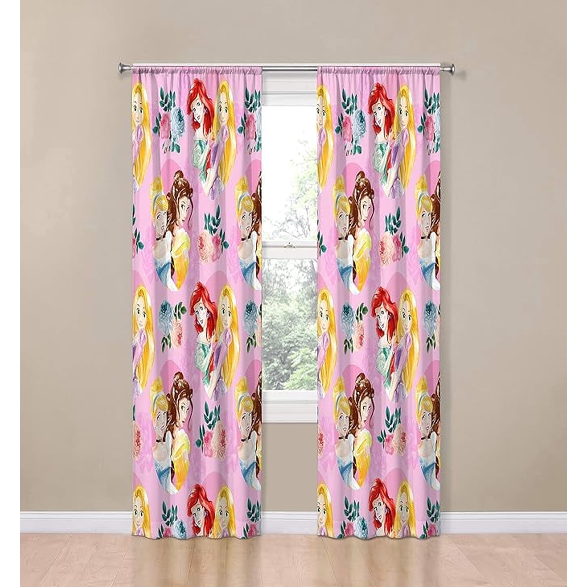 Disney Princess Sassy Princesses 2 Panels Drapes Set - 84 Inch Long - Kids Room Curtains