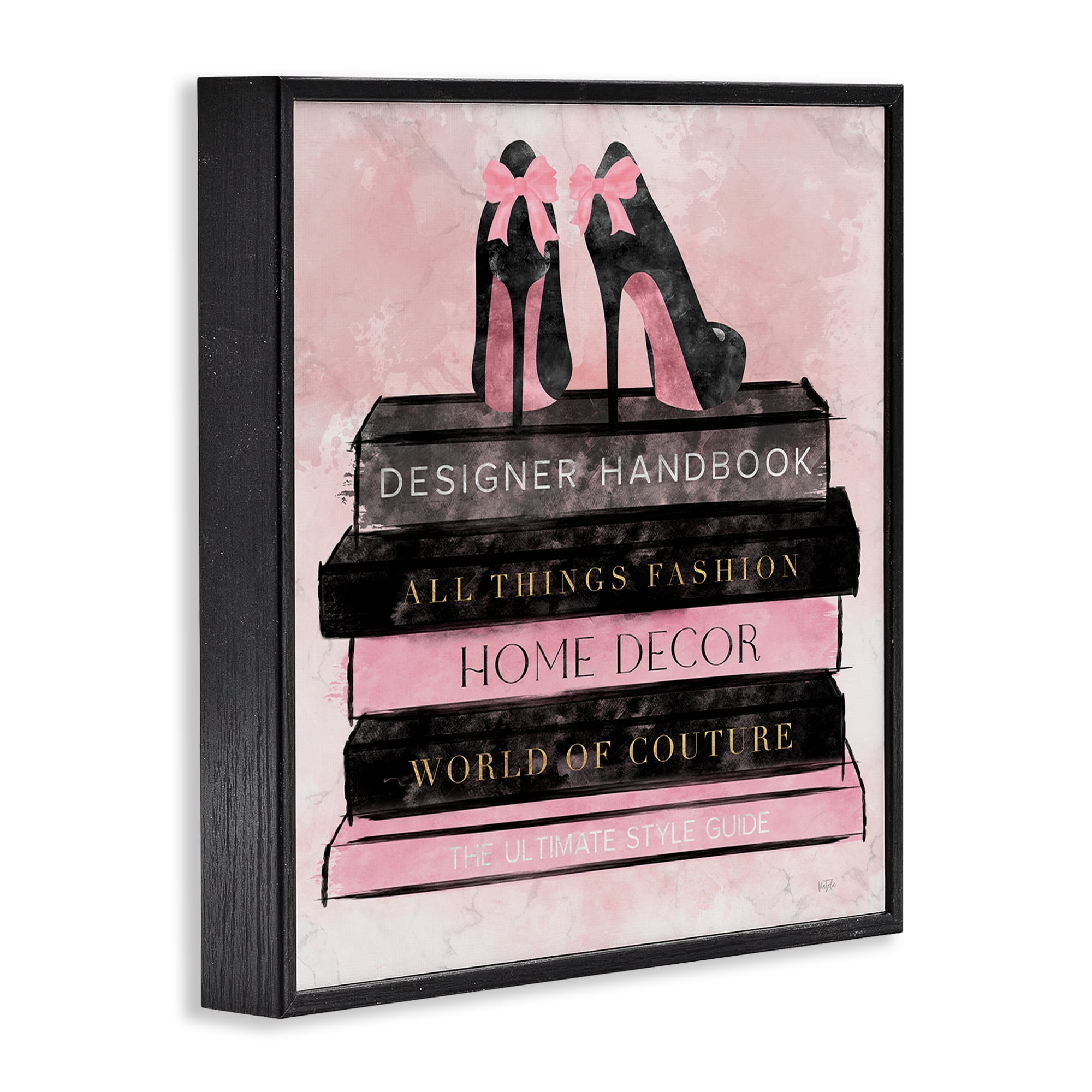 Stupell Industries All Things Fashion Book Stack Black Framed Giclee Art, design by Natalie Carpentieri