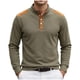 thumbnail image 1 of Camisetas de Verano de Manga Larga para Hombres Cuello de Pie Bloque de Color Botón Parchado Blusa Casual, Nylon Suave Spandex, 1 of 5
