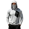 thumbnail image 2 of Nestiefly Fishing Shirts For Men Long Sleeve Sun Hoodies With Face Mask Uv Protection Cooling Hooded Rash Guard Shirt Light Gray 2XL, 2 of 5